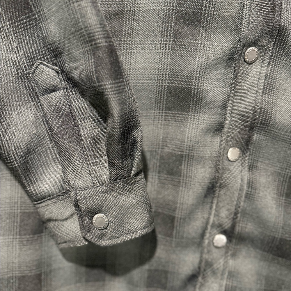 Dickies Fleece Lined Jacket mens XL 46-48 plaid gray black snap button up heavy - Picture 4 of 11